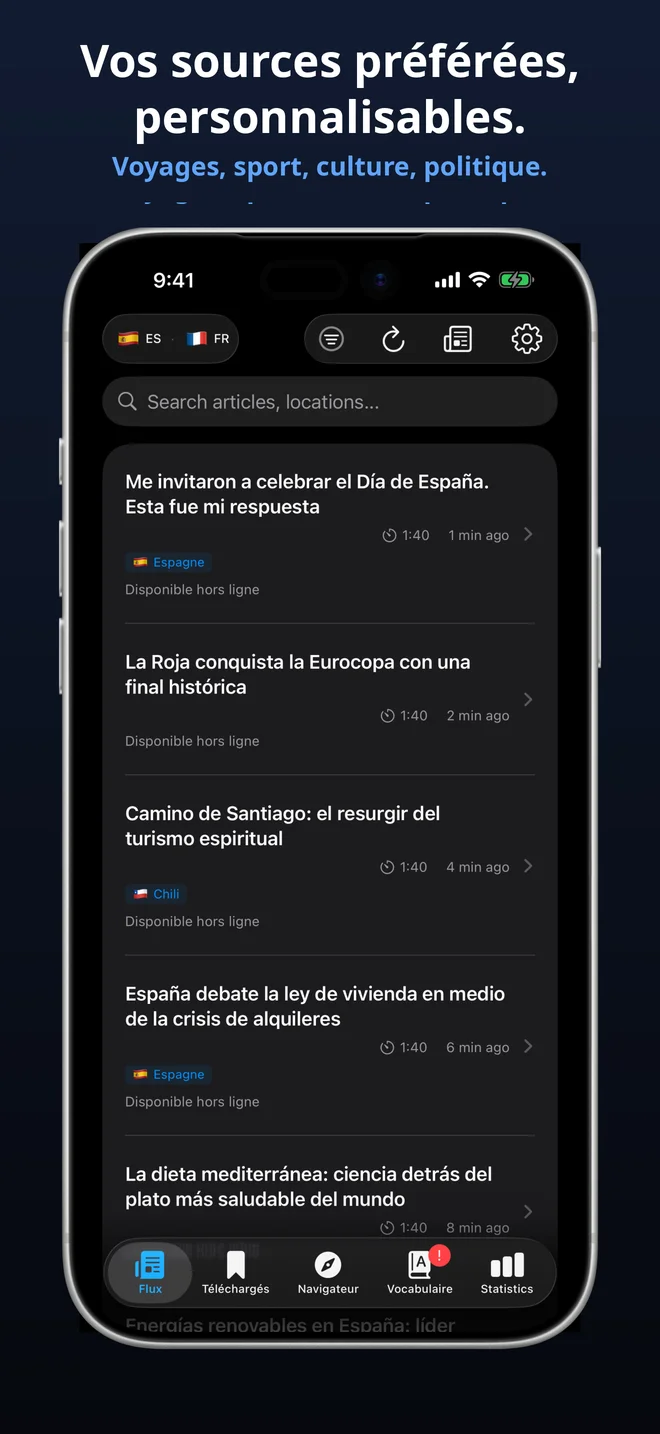 Plus de 300 flux sélectionnés dans 19 langues