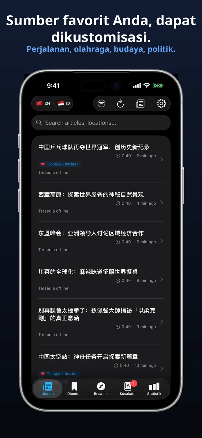 Lebih dari 300 sumber terkurasi dalam 19 bahasa