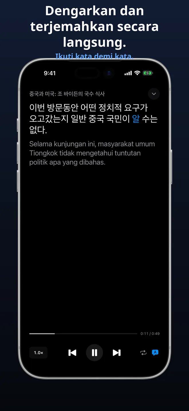 Dengarkan audio podcast asli sambil membaca bersama
