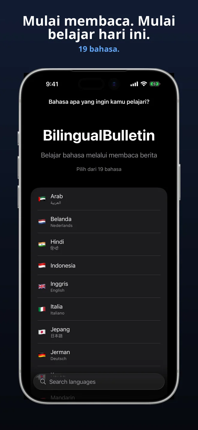 Pilih dari 19 bahasa
