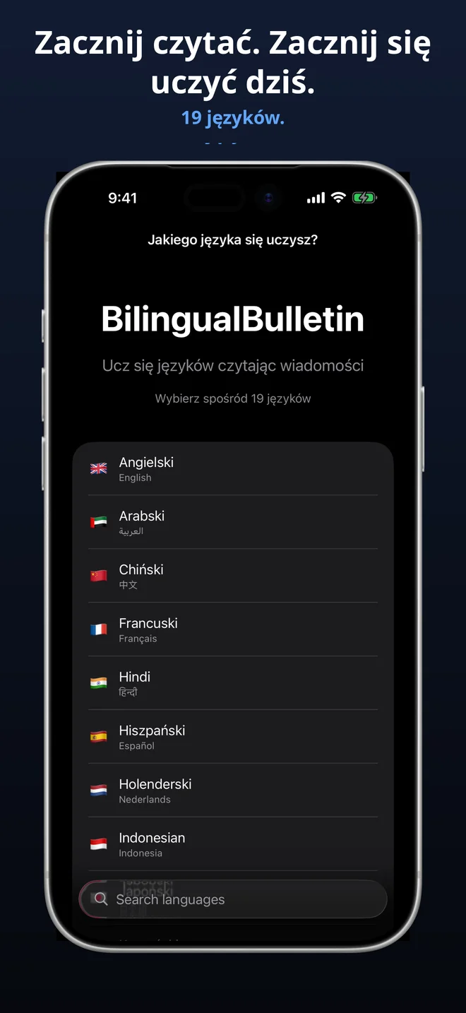 Wybierz spośród 19 języków